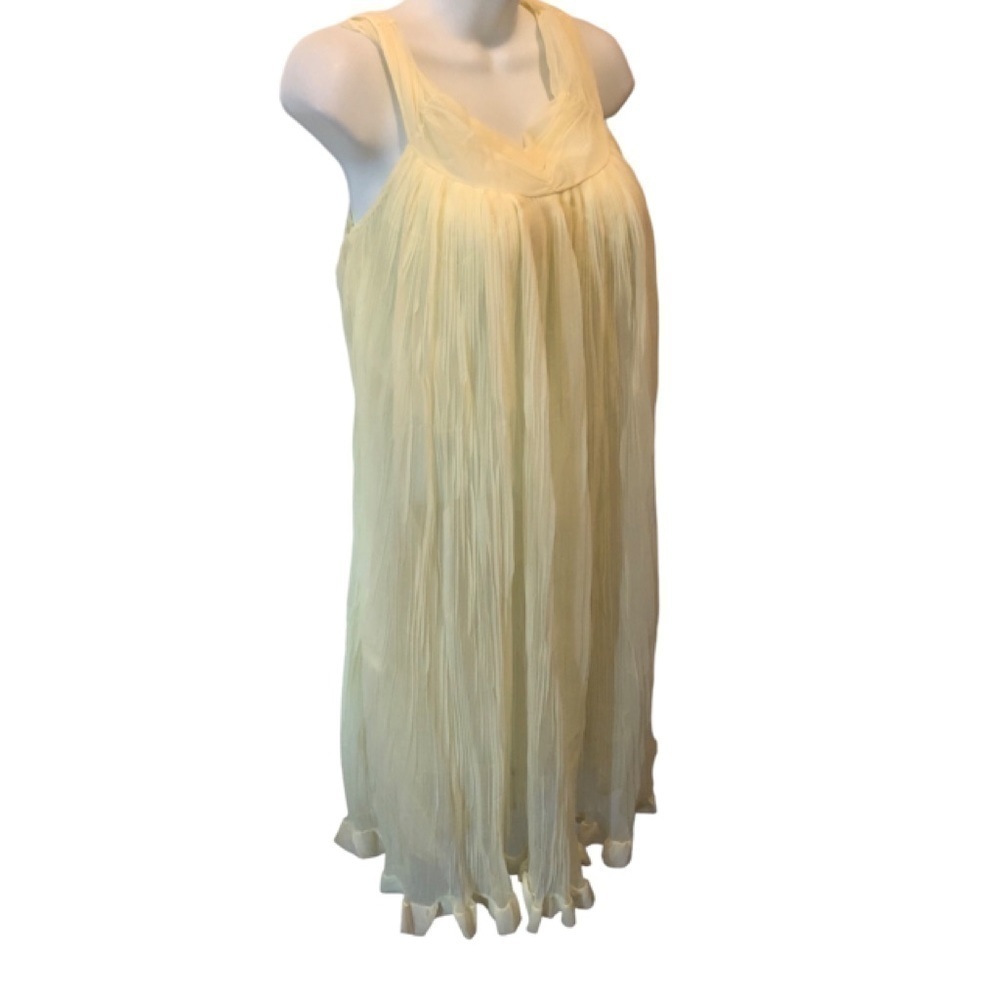 VTG 60’s Evette Lingerie Pleated Babydoll Nightie S Sleeveless Yellow Coquette
